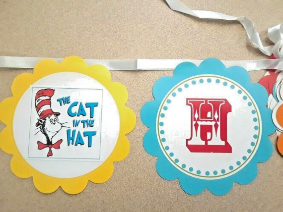 Cat in the Hat Happy Birthday Banner 5 inches high x 8 feet long