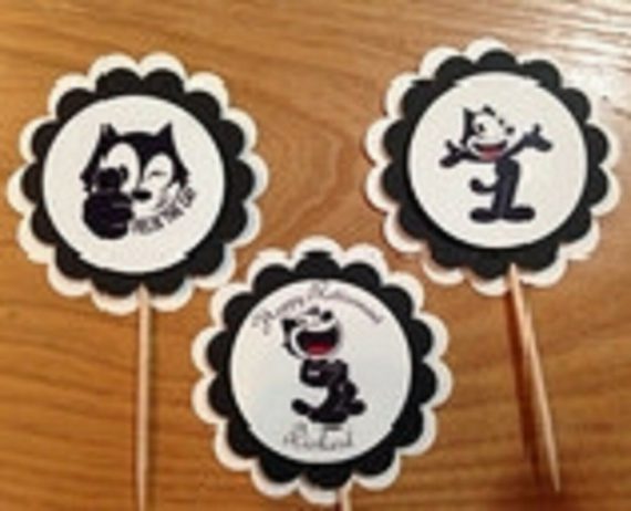 Felix the Cat Personalized Cupcake Toppers Birthday Party handmade retirement