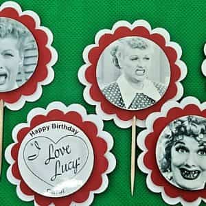 I Love Lucy Party Personalized cupcake toppers 12 birthday retirement