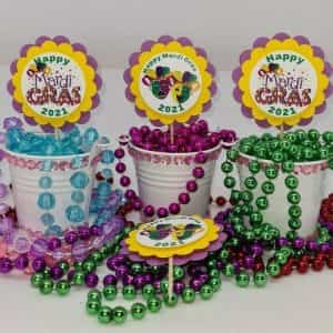Mardi Gras Party Personalized cupcake toppers 12 triple layered