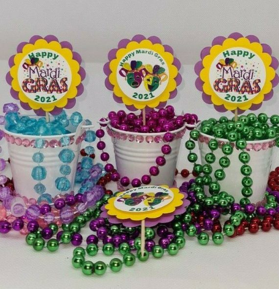 Mardi Gras Party Personalized cupcake toppers 12 triple layered