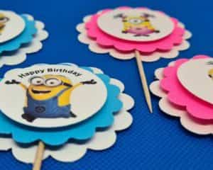 Minions Personalized Cupcake Toppers Birthday Party