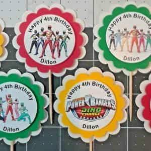 Power Rangers Personalized Cupcake Toppers Birthday Party