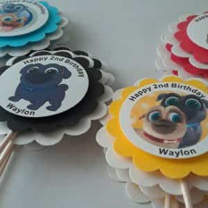 Puppy Dog Pals Personalized Cupcake Toppers Birthday Party handmade Baby Shower