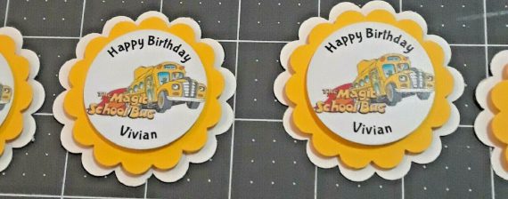 The Magic School Bus Personalized Cupcake Toppers Birthday Party handmade