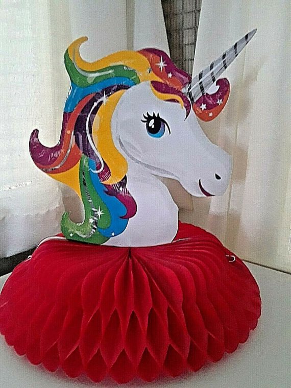 Unicorn birthday party honeycomb centerpiece handmade Baby Shower Decoration