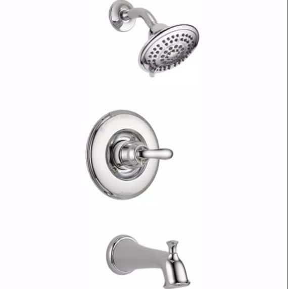Delta Linden T14494 1-Handle 1-Spray Tub and Shower Faucet Trim Kit in Chrome (Valve Not Included)