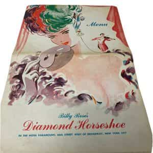 1950 Billy Roses Diamond Horseshoe Restaurant Menu Hotel Paramount New York City