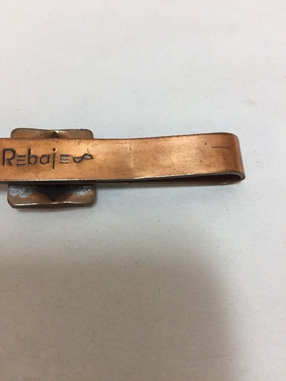 rebajes-copper-tie-bar-clip-geometric-design-signed-vintage