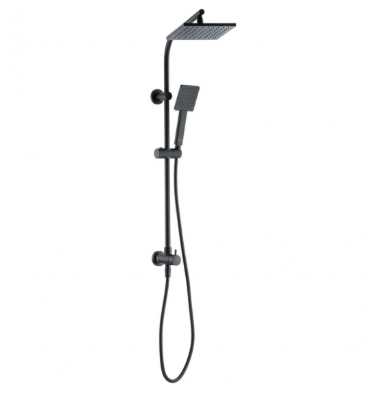 Glacier Bay Modern 1003 120 598 Wall Bar Shower Kit 1-Spray 8 in. Square Rain Shower Head with Hand Shower in Matte Black (Valve Not Included)