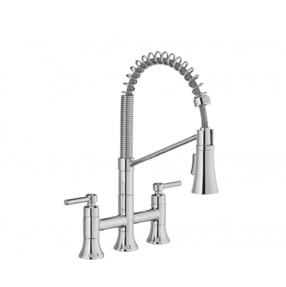 Glacier Bay Pritchard 1005 169 831 Two-Handle Spring Neck Pull-Down Sprayer Bridge Kitchen Faucet in Chrome