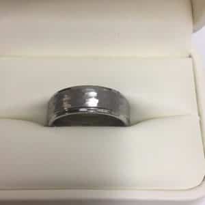 Mens Wedding Band Silver Size 10 TC.850 Textured FG Tungsten Carbide