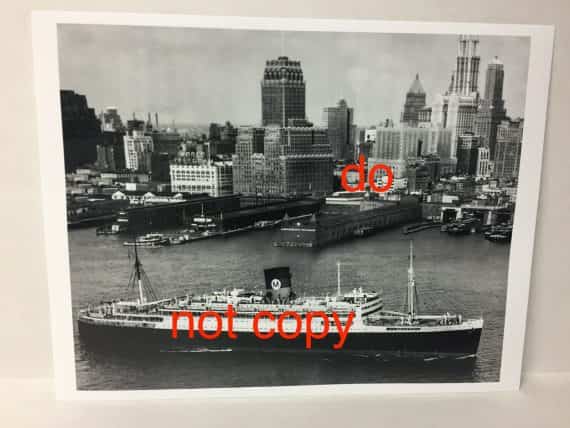 Moore McCormack SS Brazil New York Harbor Scenic View 1950 NYC 16x20 Photo