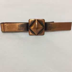 Rebajes Copper Tie Bar Clip Geometric Design Signed Vintage