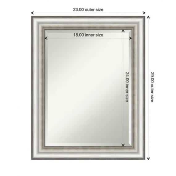 Amanti Art DSW4960861 Medium Rectangle Salon Silver Beveled Glass Modern Mirror (29 in. H x 23 in. W)
