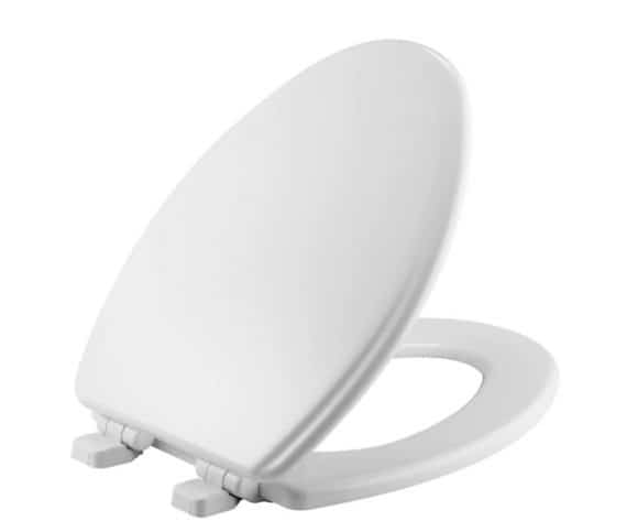 BEMIS Jamestown 1001262690 Adjustable Slow Close Never Loosens Elongated Closed Front Toilet Seat in White