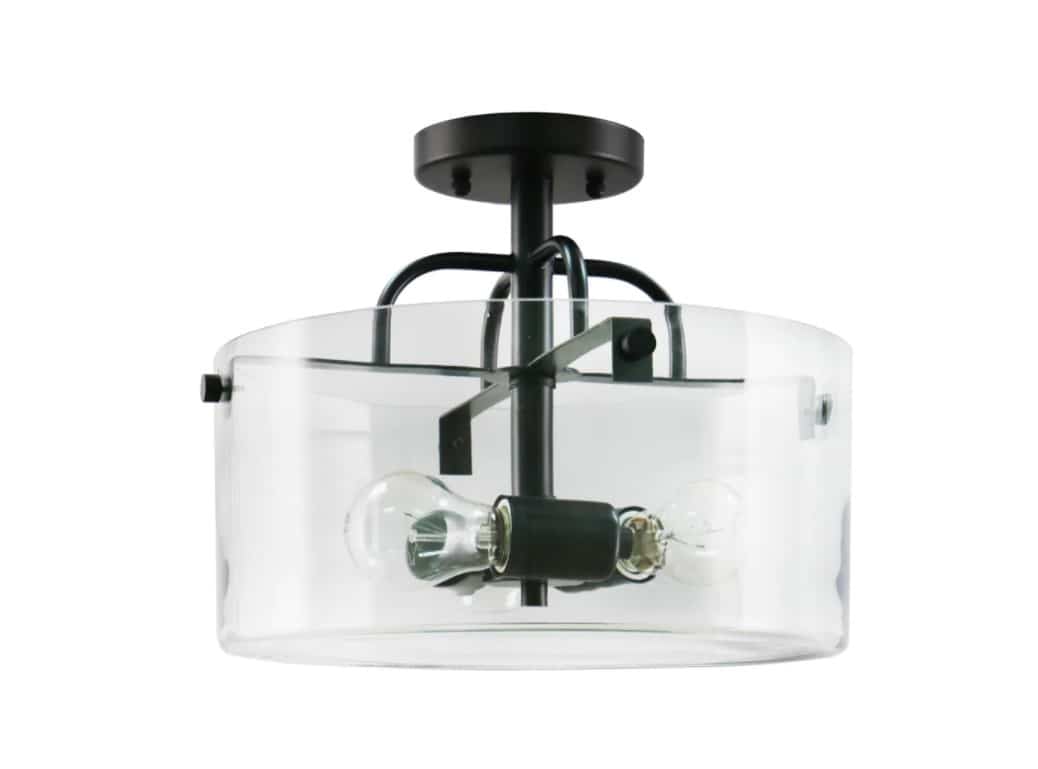 Home Decorators Collection 1003 222 182 Shirwell 3-Light Bronze Semi-Flush Mount with Clear Glass Shade