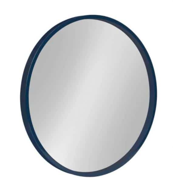 Kate and Laurel 212454 Medium Round Navy Blue Contemporary Mirror (21.6 in. H x 21.6 in. W)