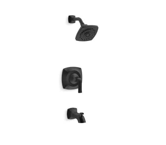 Kohler R76217-4G-BL Rubicon 1-Handle 3-Spray Tub and Shower Faucet in Matte Black (Valve Included)