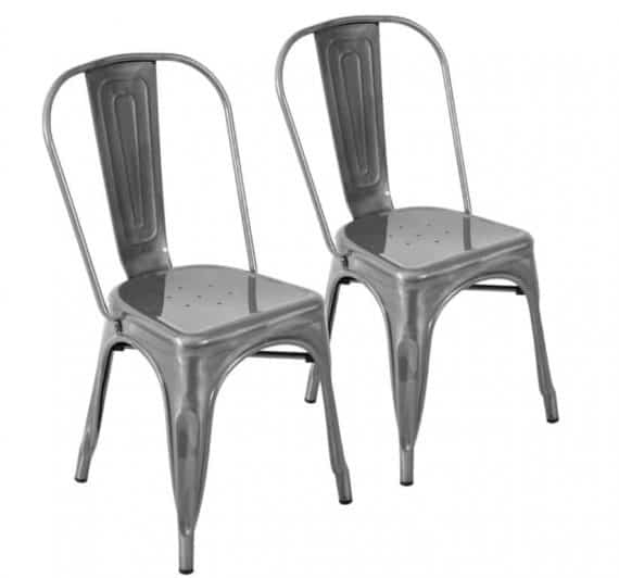 Lumisource DC-TW-OR SV2 Oregon Brushed Silver Stackable Dining Chair (Set of 2)
