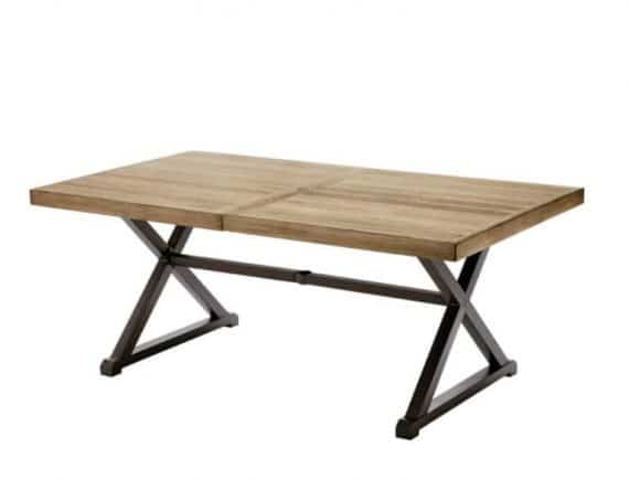 StyleWell Mix and Match 1004 415 331 72 in. Rectangular Metal Outdoor Dining Table with Farmhouse Trestle Base and Tile Tabletop