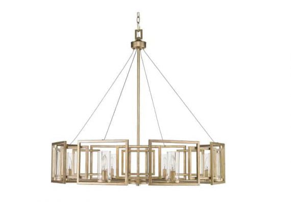 Golden Lighting 6068-8 WG Marco 8-Light White Gold Chandelier with Clear Glass Shade