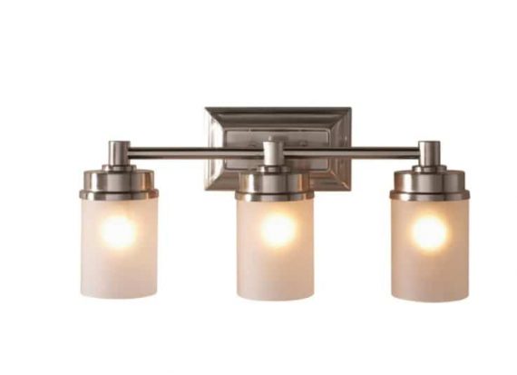 Hampton Bay 1001 220 862 Cade 3-Light Brushed Nickel Vanity Light with Frosted Glass Shades
