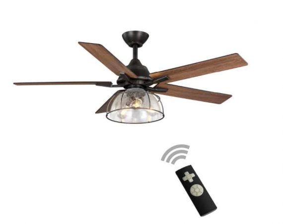 Home Decorators Collection 1005 832 077 Casun 52 in. LED Indoor Aged Iron Ceiling Fan with Remote Control and Light Kit