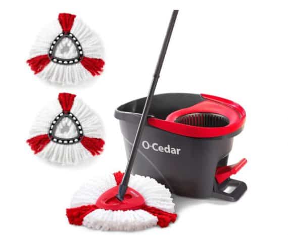 O-Cedar 166675 EasyWring Microfiber Spin Mop and Bucket Floor Cleaning System with 2 Extra Power Refills