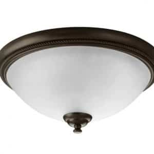 Progress Lighting P3479-20 Pavilion Collection 15 in. 2-Light Antique Bronze Flush Mount with Etched Watermark Glass Bowl