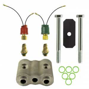 John Deere Cotton Stripper Dual High & Low Pressure Switch Kit, w/ 2" Spacer-Air Conditioner