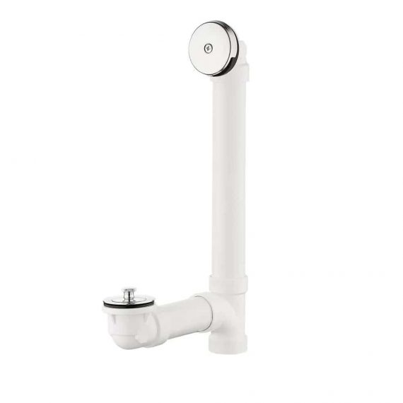 Everbilt SH-7103-PV-01-02-1 Twist and Close 1-1/2 in. Schedule 40 White PVC Pipe Bath Waste and Overflow Drain in Chrome