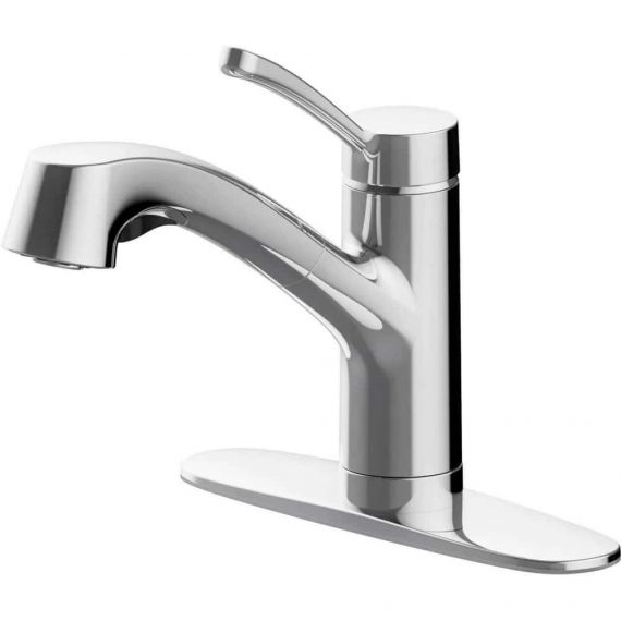 Glacier Bay McKenna 1005657446 Single-Handle Pull-Out Sprayer Kitchen Faucet in Chrome with TurboSpray and Fastmount