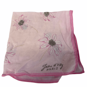 Jean d’Orly Pink Hanky Handkerchief Hankie Daisies White Green Vintage