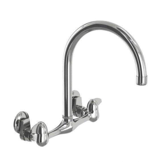 Glacier Bay Builders 1000 054 809 2-Handle Wall Mount High-Arc Standard Kitchen Faucet in Chrome