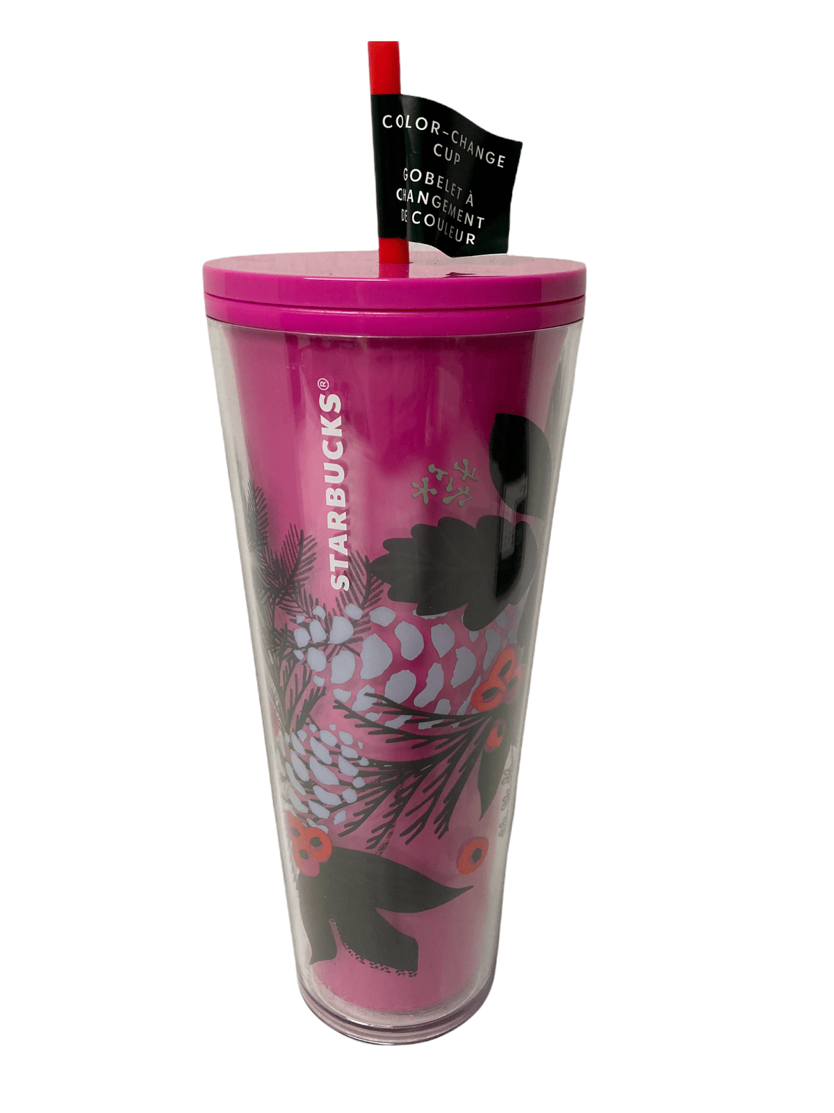 Starbucks Christmas Holiday Pink Poinsettia Venti Tumbler Color Changing