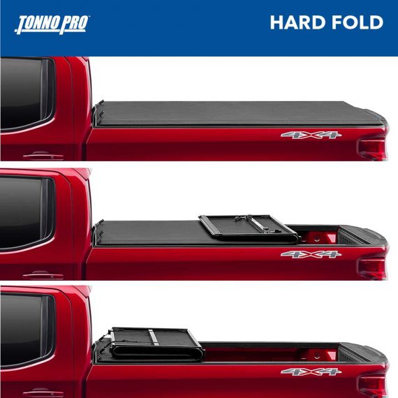 tonno-pro-hard-fold-hard-folding-truck-bed-tonneau-cover-hf-163-fits-2014-18-19-ltd-lgcy-chevy-gmc-silverado-sierra-1500-8-2-bed-97-8-black