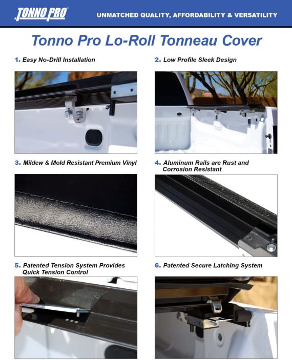 tonno-pro-lo-roll-soft-roll-up-truck-bed-tonneau-cover-lr-1015-fits-2004-2006-gmc-sierra-chevrolet-silverado-1500-58-bed-68-4-black