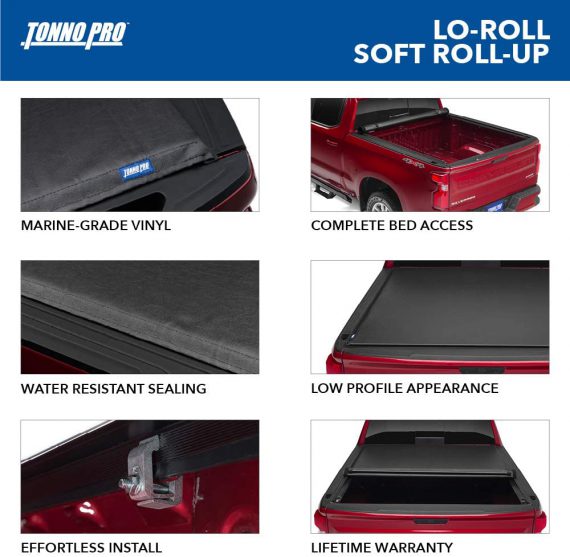 tonno-pro-lo-roll-soft-roll-up-truck-bed-tonneau-cover-lr-1095-fits-2019-2021-chevy-gmc-silverado-sierra-works-w-multipro-flex-tailgate-5-10-bed-69-9