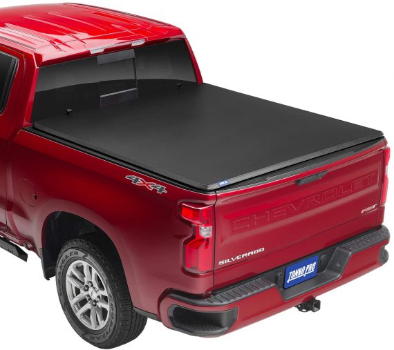 Tonno Pro Hard Fold, Hard Folding Truck Bed Tonneau Cover | HF-163 | Fits 2014-18, 19 Ltd/Lgcy Chevy/GMC Silverado/Sierra 1500 8′ 2″ Bed (97.8″) , Black