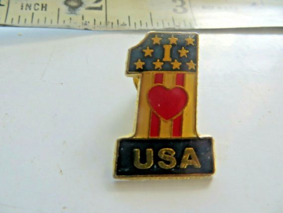 #1 LOVE USA BIKER 1980S  LAPEL collectible ,souvenir motorcycle vtg PIN