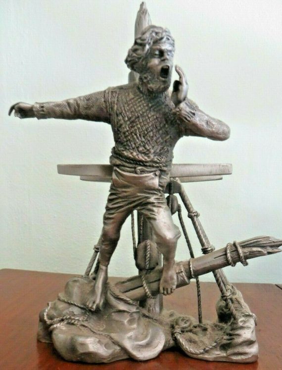 1987 THE FRANKLIN MINT FINE PEWTER ‘LAND HO’ BY R.JACKSON Pirate