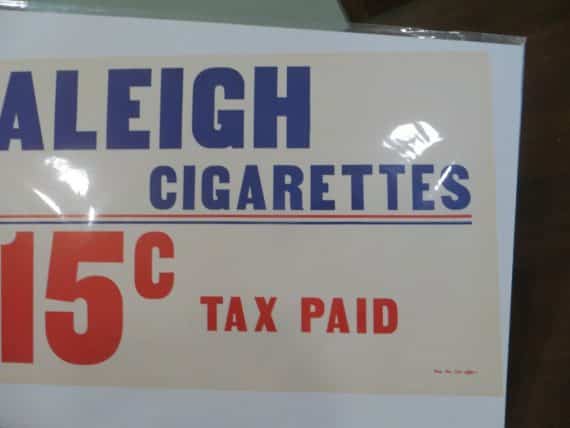 raleigh-cigarettes-15-cents-tax-paid-paper-tobacco-advertising-early-sign
