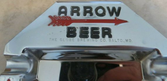 arrow-beer-chrome-art-deco-ashtraythe-globe-brewing-co-baltimore-advertising