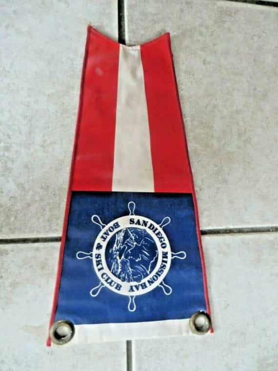 san-diego-mission-bay-boat-ski-club-double-sided-boat-flag-pendent-vintage