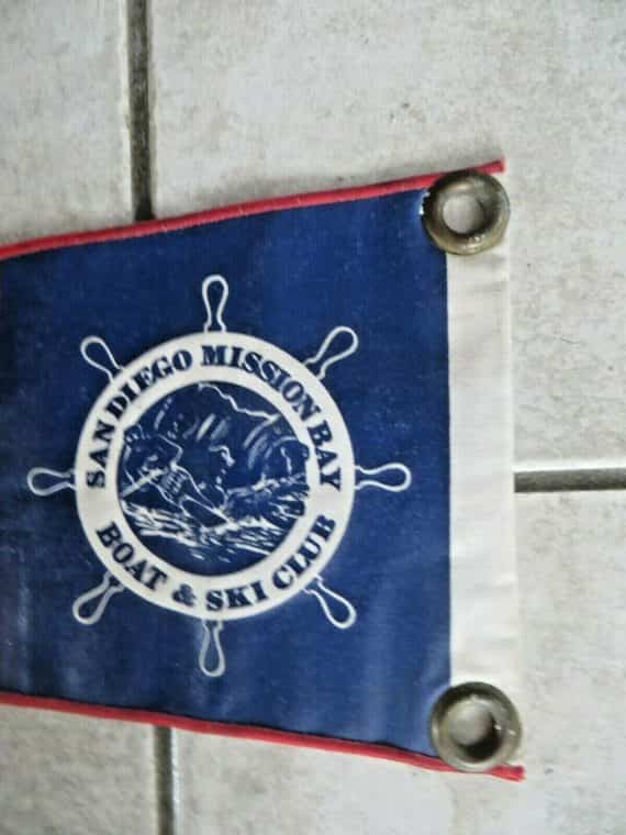 san-diego-mission-bay-boat-ski-club-double-sided-boat-flag-pendent-vintage
