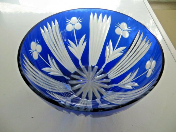 bohemian-czechpolandajkacut-to-clear-hand-cut-cobalt-blue-crystal-rose-bowl