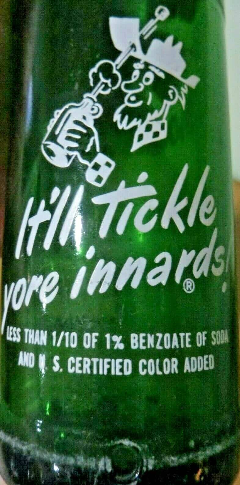 Green Bottle 64 It'll Tickle Yore Innards! Details about   Vintage Hillbilly Mountain Dew 10 OZ 