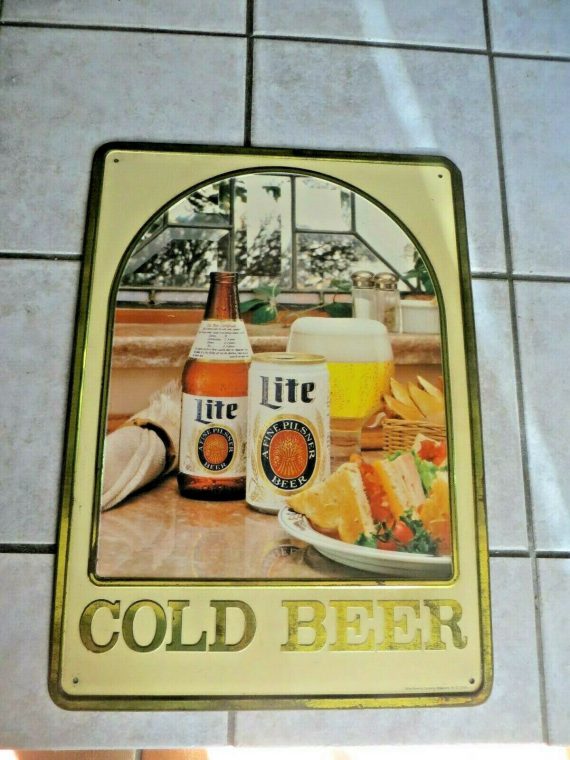lite-cold-beer-1957-green-back-miller-brewing-co-sign-rare-sign-17-x-24