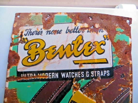 original-rare-bentex-ultra-modern-watches-straps-1920s-30s-porcelain-sign